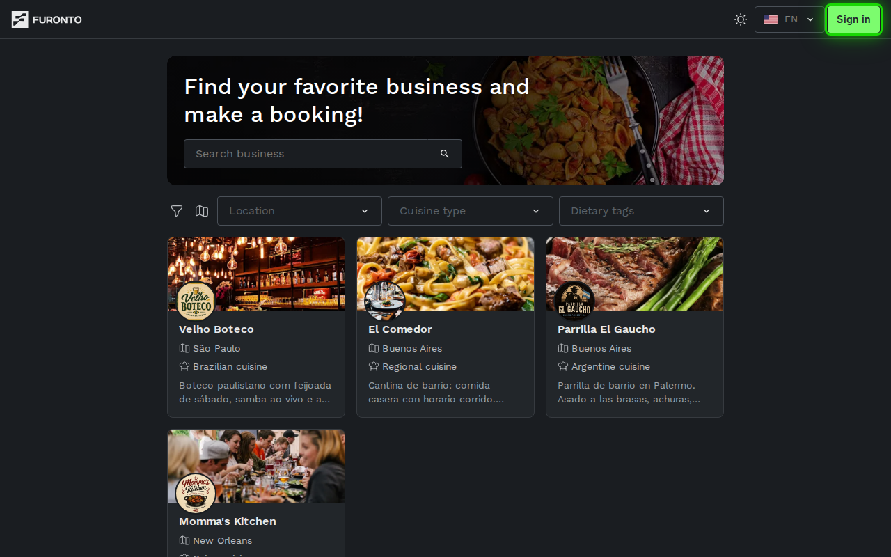 Sign in link in the top navigation