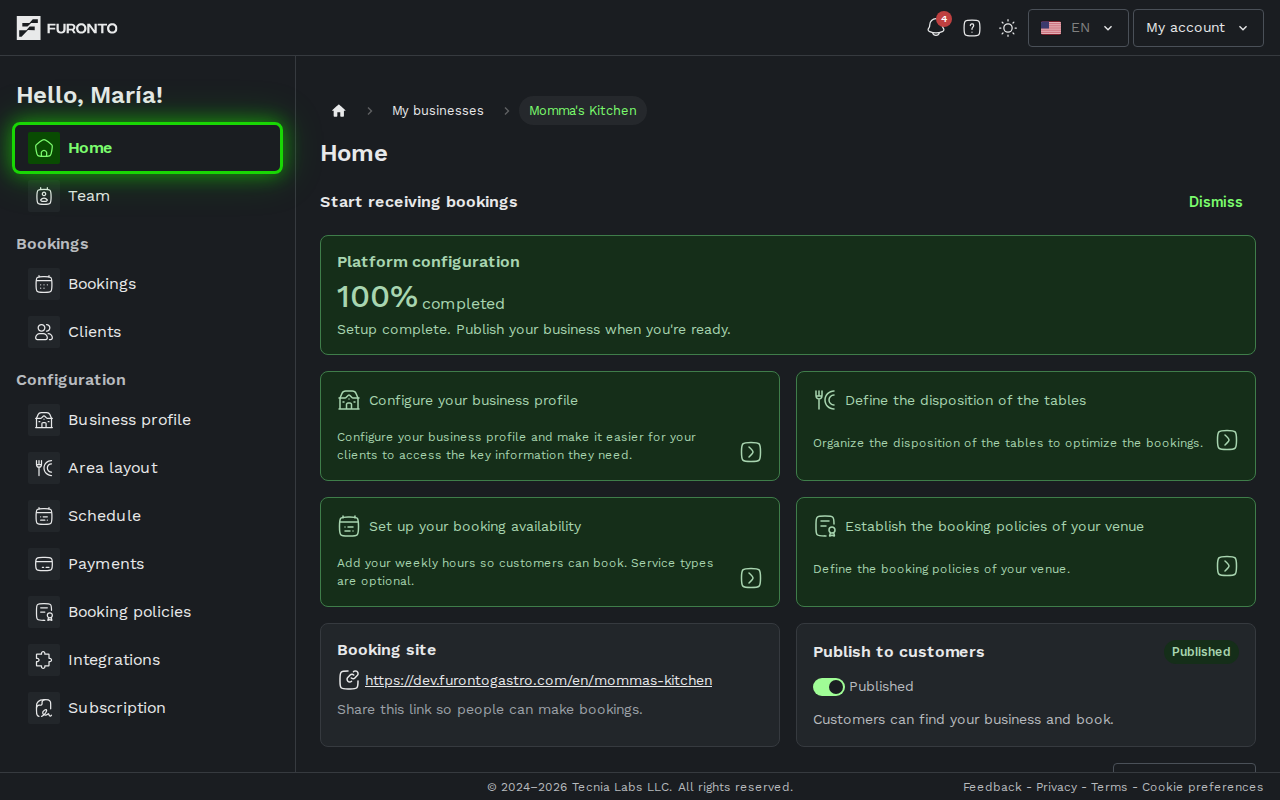 Sidebar with Home highlighted