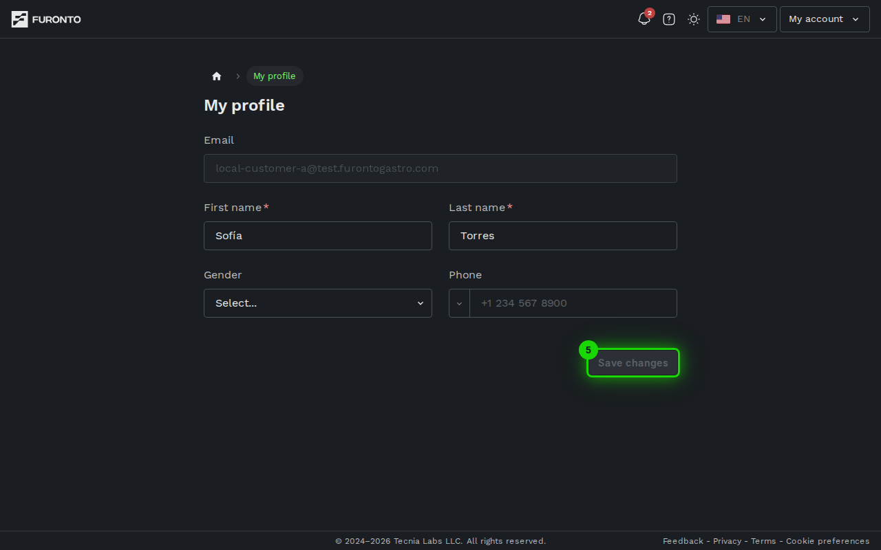 Save changes button