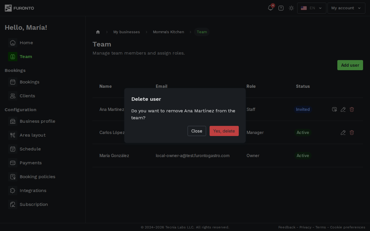 Delete confirmation dialog