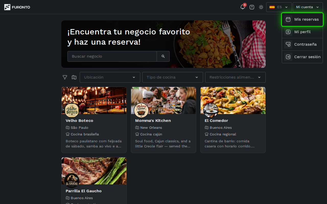 Navegación a mis reservas