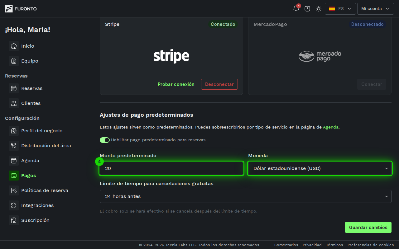 Campos de moneda y monto predeterminado