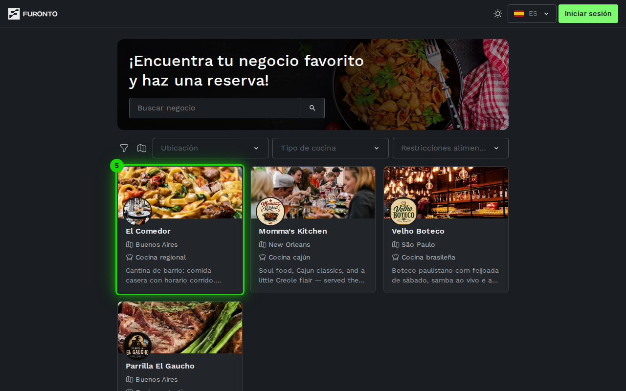 Tarjeta de negocio con efecto hover