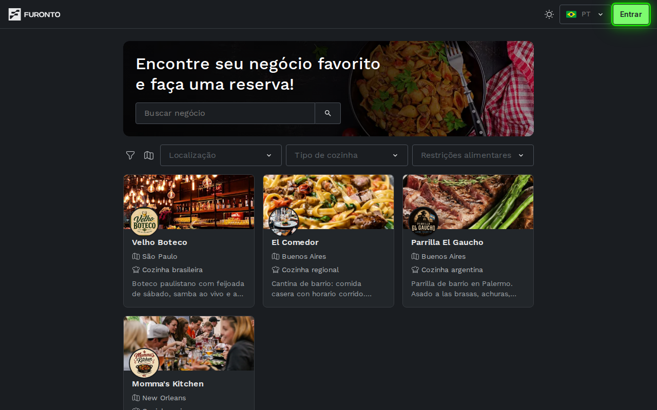 Link de login na barra superior