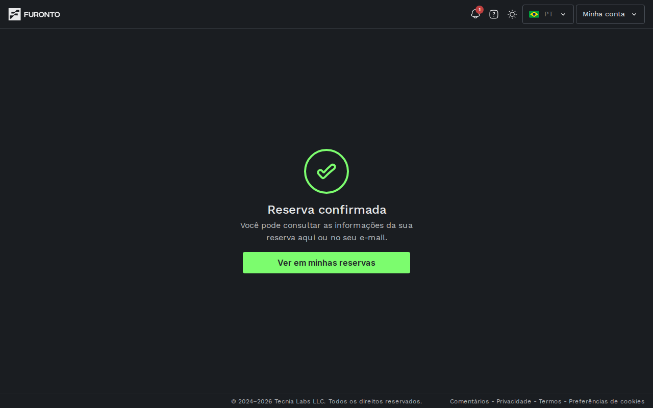 Página de reserva confirmada