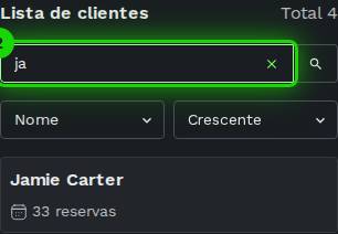 Campo de busca com resultados filtrados