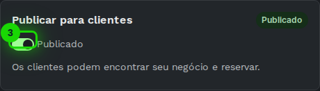 Cartão de publicar para clientes com o botão destacado